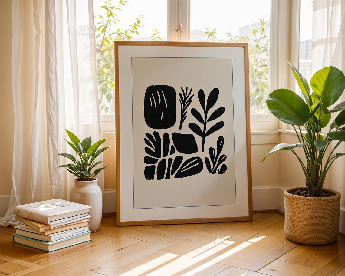 Botanical Plant Print, Minimalist Abstract Silhouettes