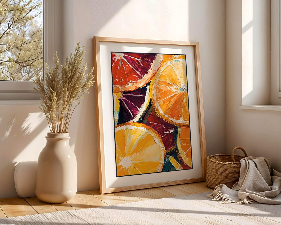Orange Slices Fruit Painting, Tropical Citrus Art - Image 3