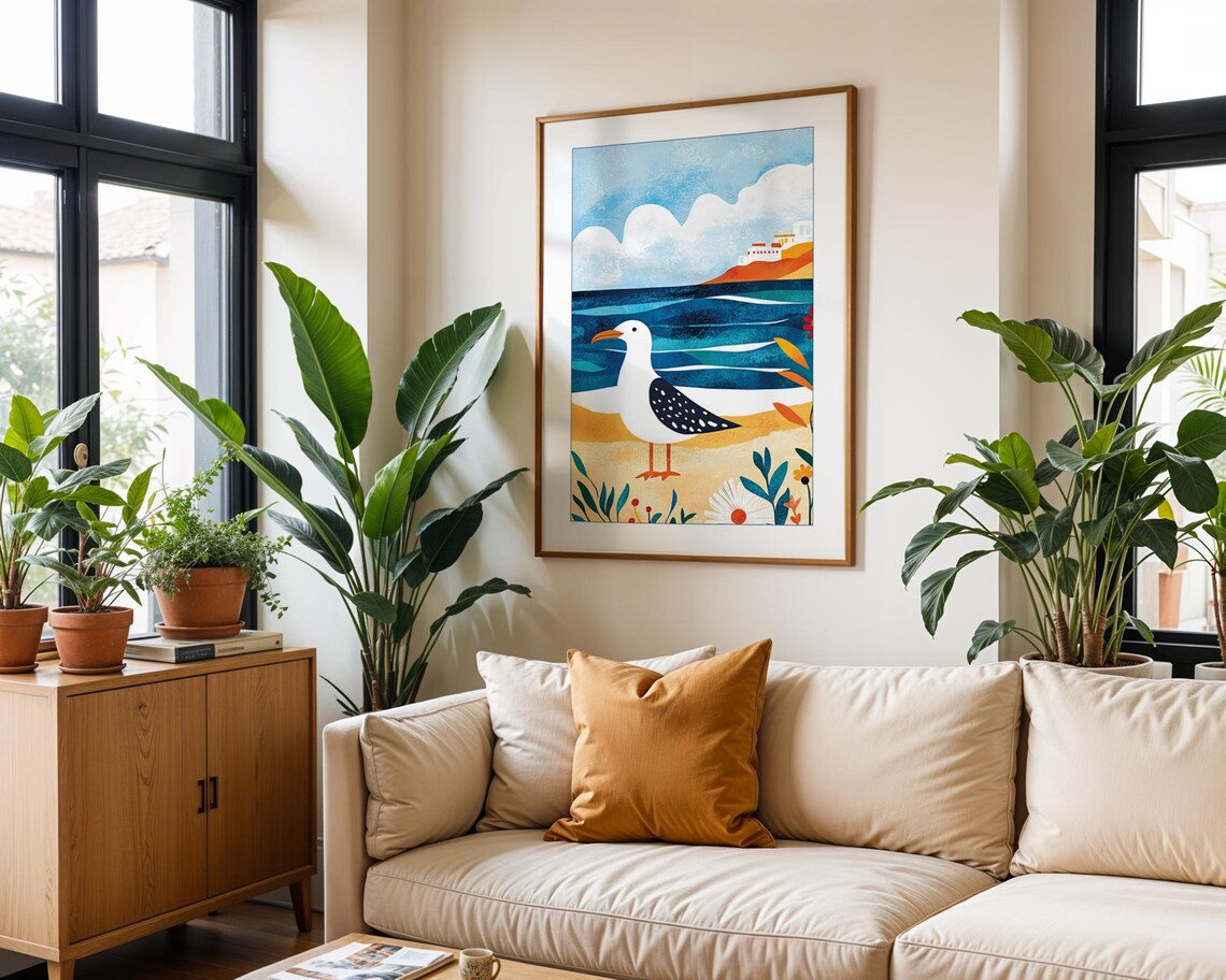 Seagull Beach - Mediterranean Shoreline Art - Image 5