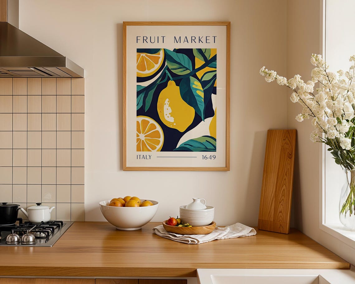 Vintage Italian Lemon Print, Mediterranean Kitchen Poster - Image 5