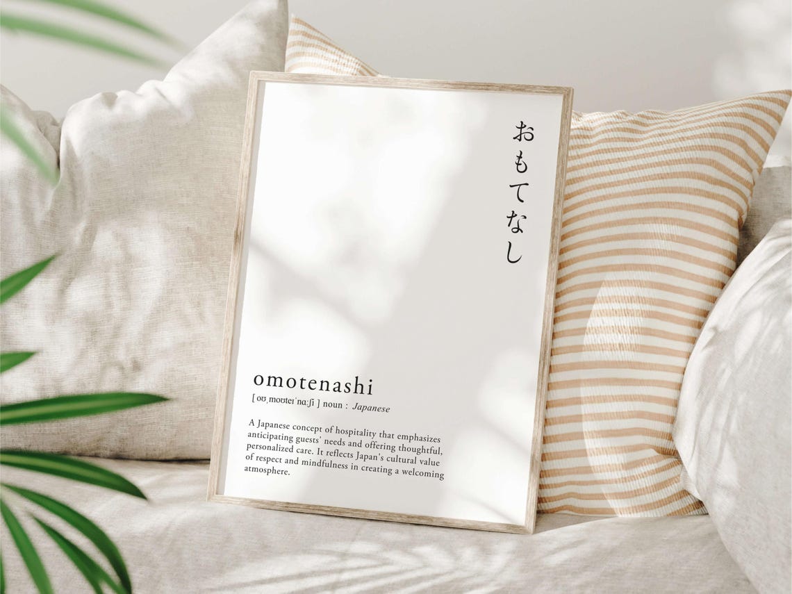 Omotenashi Japanese Definition Minimalist Hospitality Word Poster