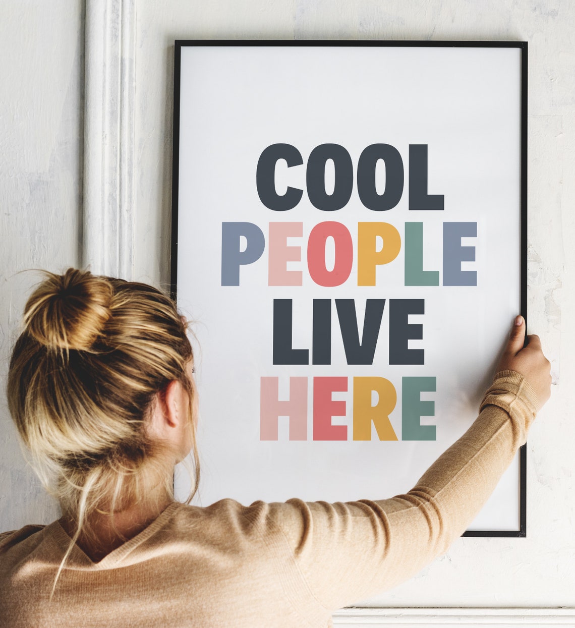 Cool People Live Here Colorful Typography Quote Poster Decor Art - Image 3