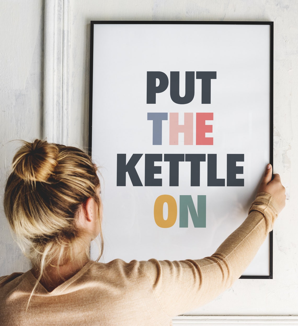 Put The Kettle On Wall Art Colorful Kitchen Typography Dining Room Poster Groovy Quote Sign Tea Coffee Kitchen Decor - Image 2