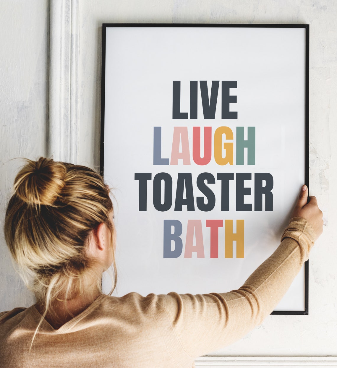 Live Laugh Toaster Bath Dark Humor Typography Bathroom Poster - Image 2