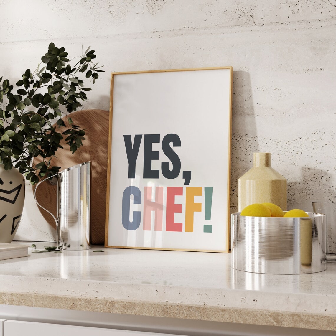 Yes Chef Funny Kitchen Typography Cooking Lover Decor Poster - Image 4