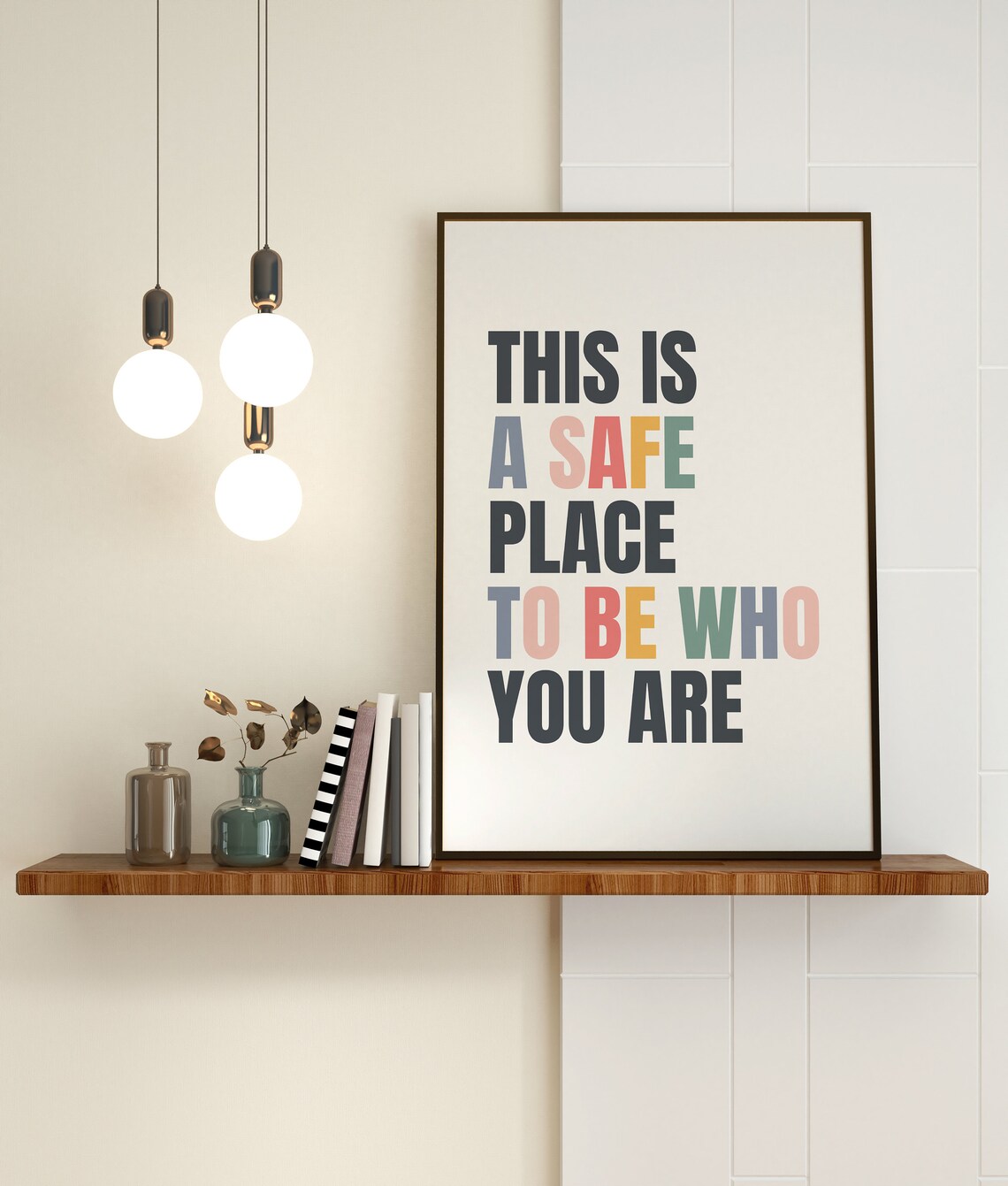 Safe Place Wall Art Colorful Typography Positive Classroom Decor Therapist Office Poster Cute Inspirational Print - Image 4