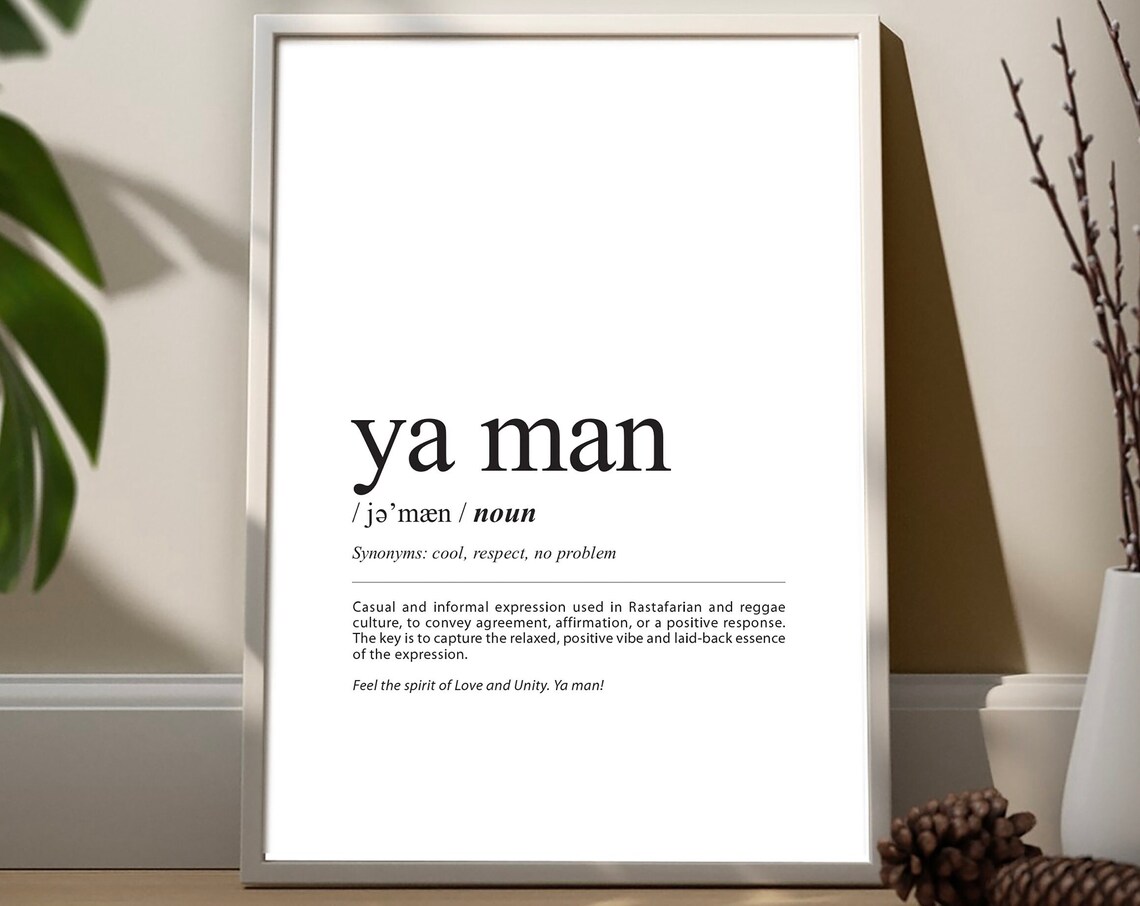 Ya Man Definition Poster, Minimalist Typography Print