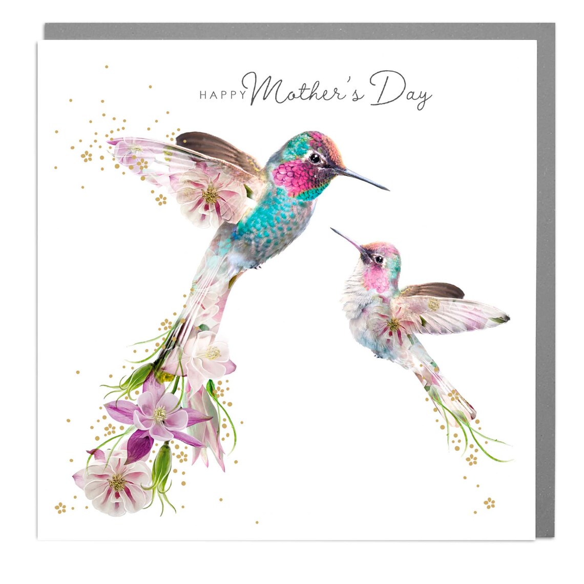 Happy Mother's Day Hummingbirds Floral Watercolor Poster Card