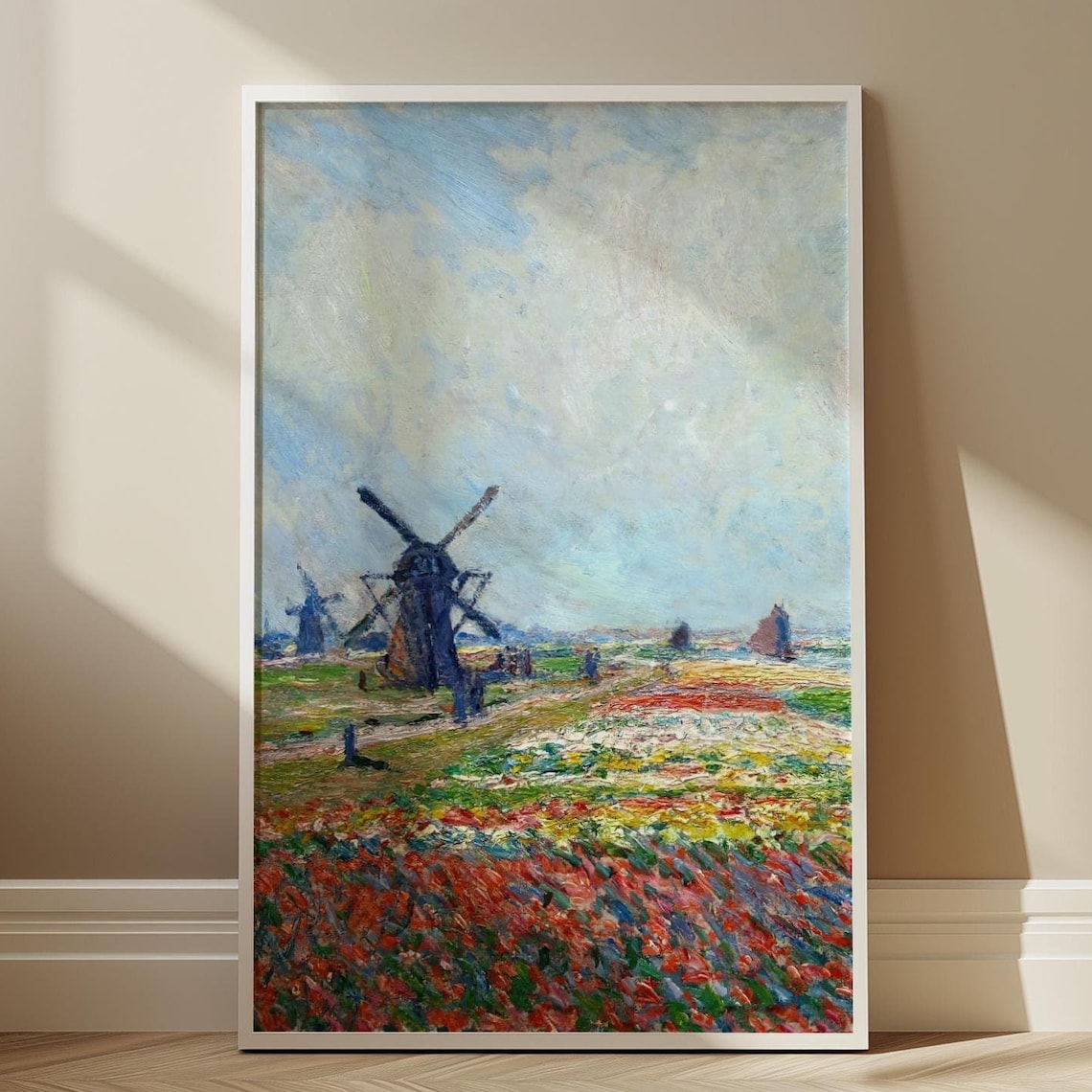 Tulip Fields Windmill Claude Monet Impressionist Vintage Oil Painting Print