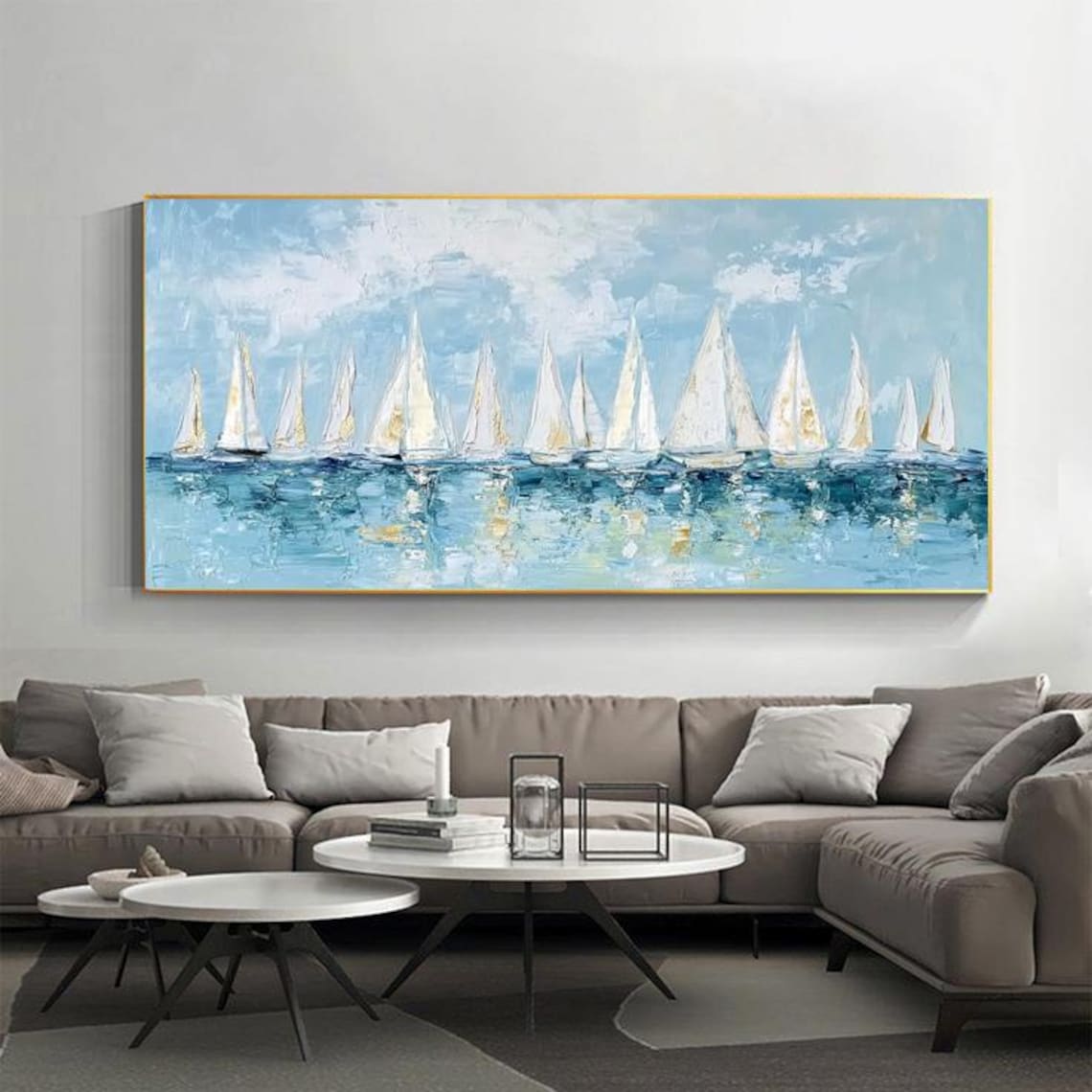 Abstract Ocean Sailboat, Modern Minimalist Art Print - Image 4