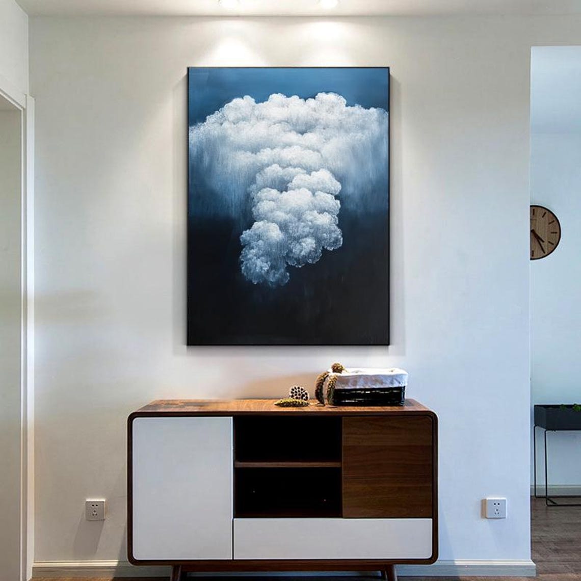 Towering White Cumulus Clouds Against Midnight Blue Sky Poster - Image 3