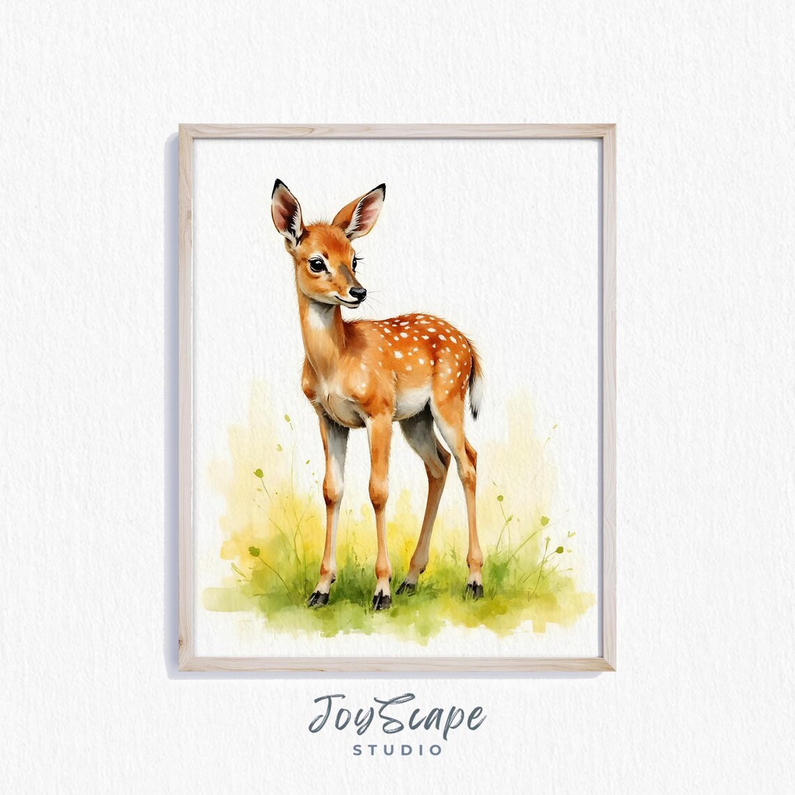 Adorable Baby Fawn Spotted Deer Soft Watercolor Nursery Art Poster