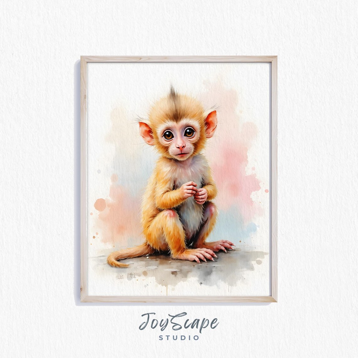 Baby Langur Infant Monkey Watercolor Nursery Cute Animal Art Print