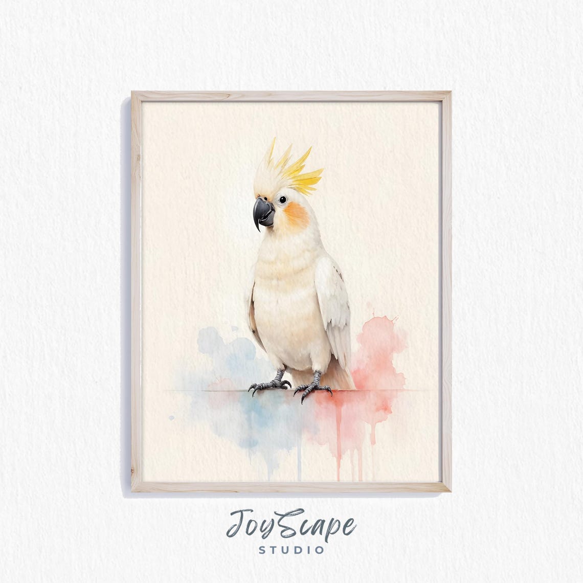 White Cockatoo With Yellow Crest Watercolor Bird Painting Poster