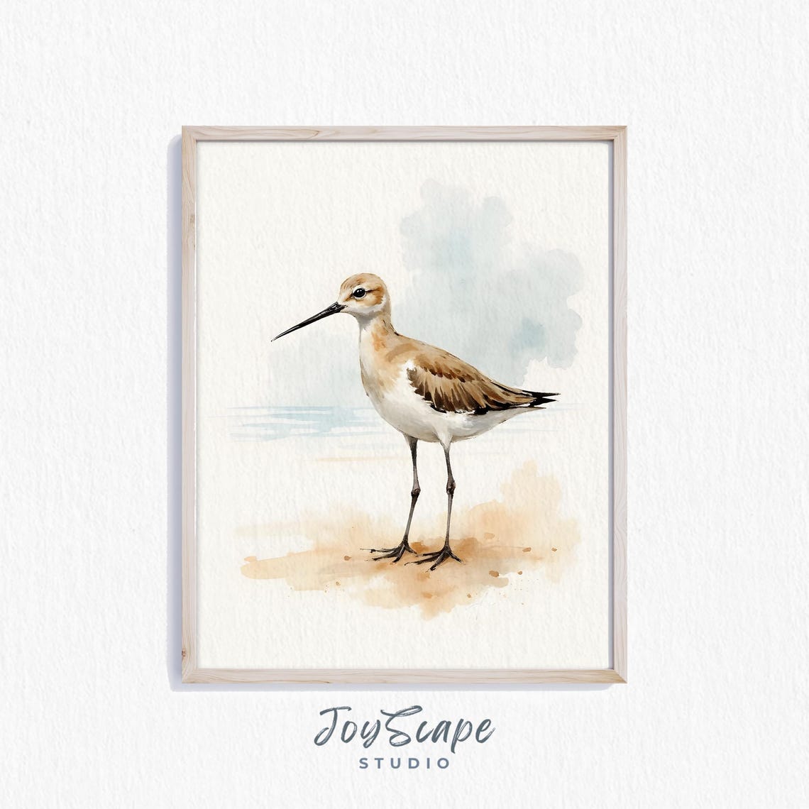 Sandpiper Coastal Shore Bird Watercolor Beach Home Decor Wall Art