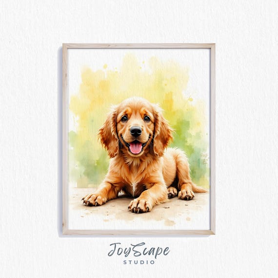 Cocker Spaniel Puppy Art Print Dog Wall Cute Decor Rustic Nursery Animal Painting