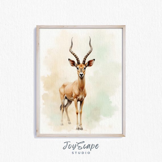 Kudu Wall Art Rustic Wildlife Antelope Print Earthy Animal Decor Watercolor Style Nursery 291