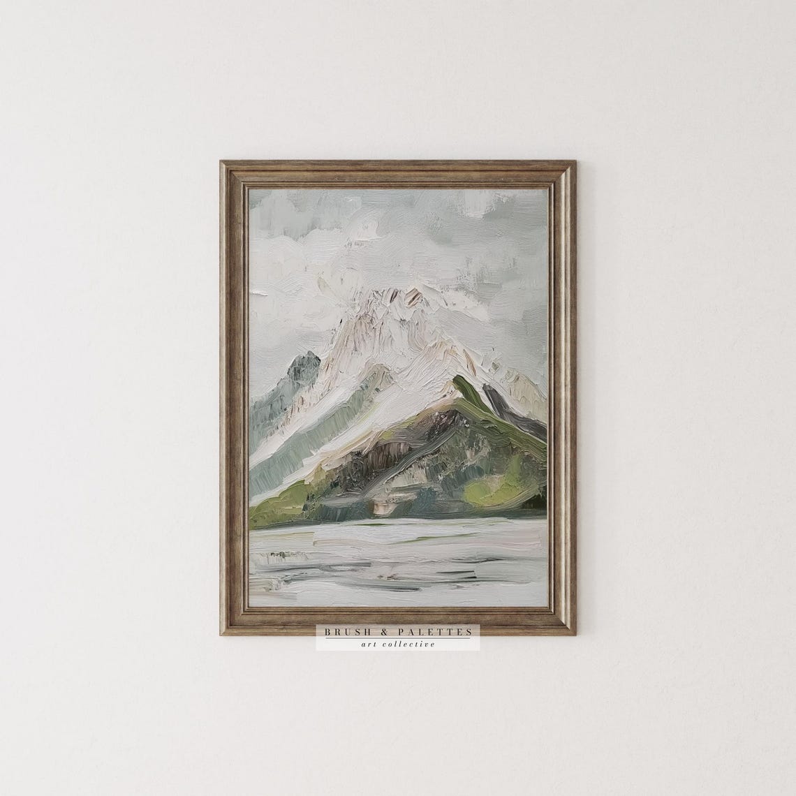 Textured Snowy Mountain Impasto Painting Winter Landscape Poster - Image 2