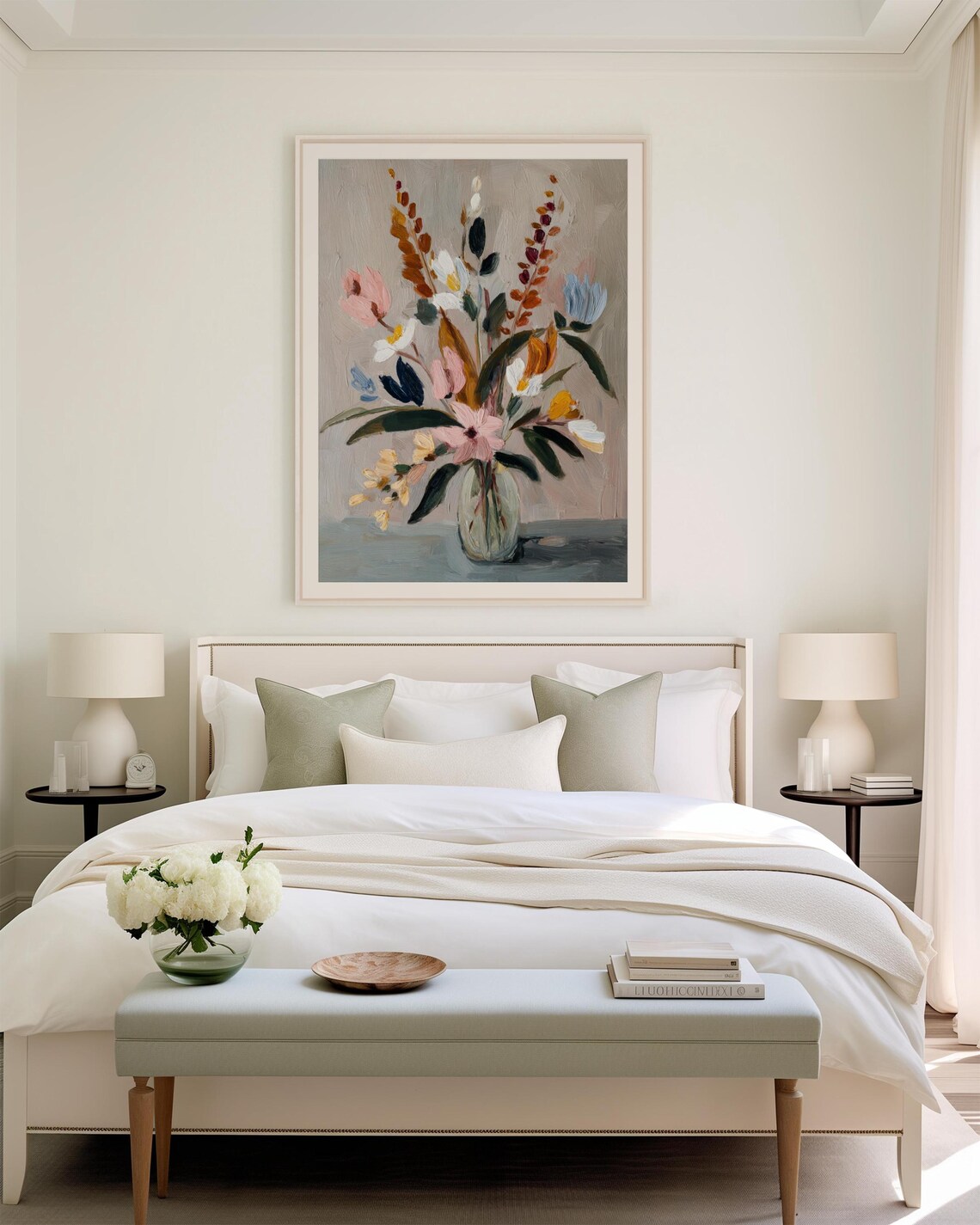 Wildflower Bouquet In Glass Vase Painterly Floral Still Life Poster - Image 3