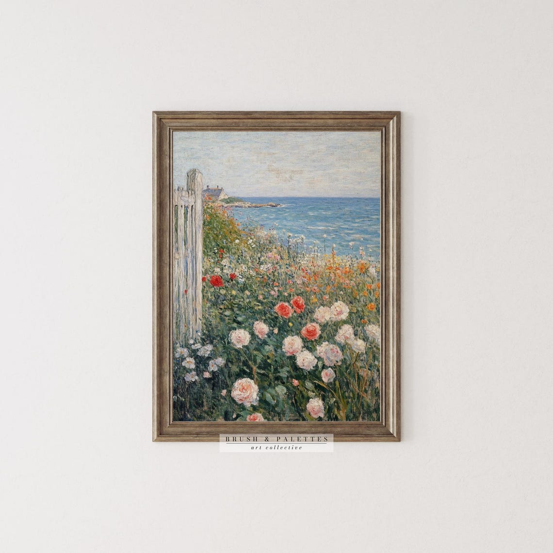 Seaside Rose Garden Impressionist Painting Coastal Floral Wall Art - Image 2