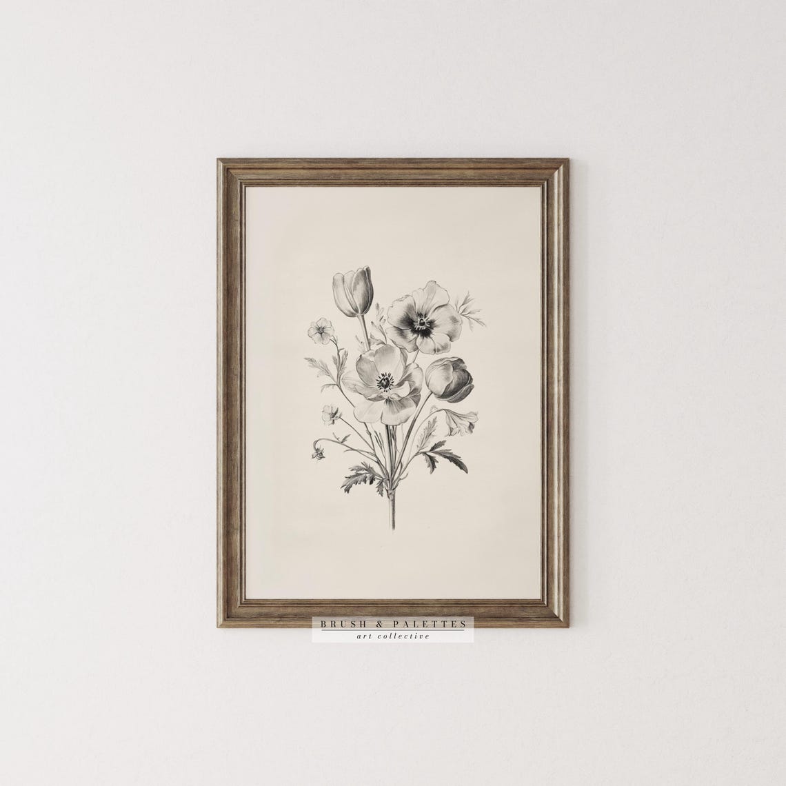 Elegant Vintage Pencil Flower Drawing Botanical Sketch Bloom Poster - Image 2
