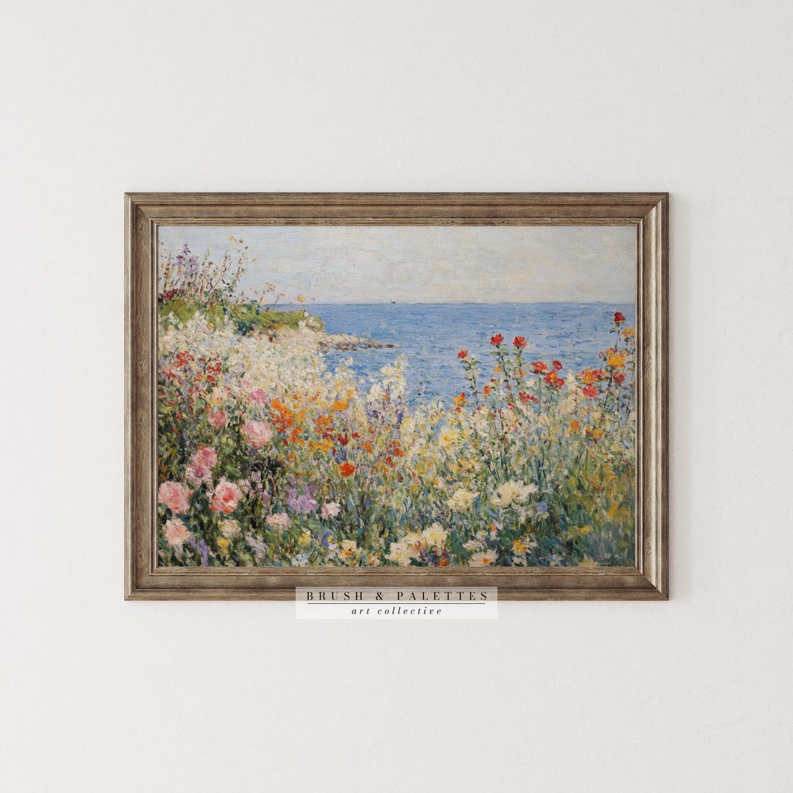 Wildflowers By The Sea Art Print, Coastal Floral Landscape - Image 2