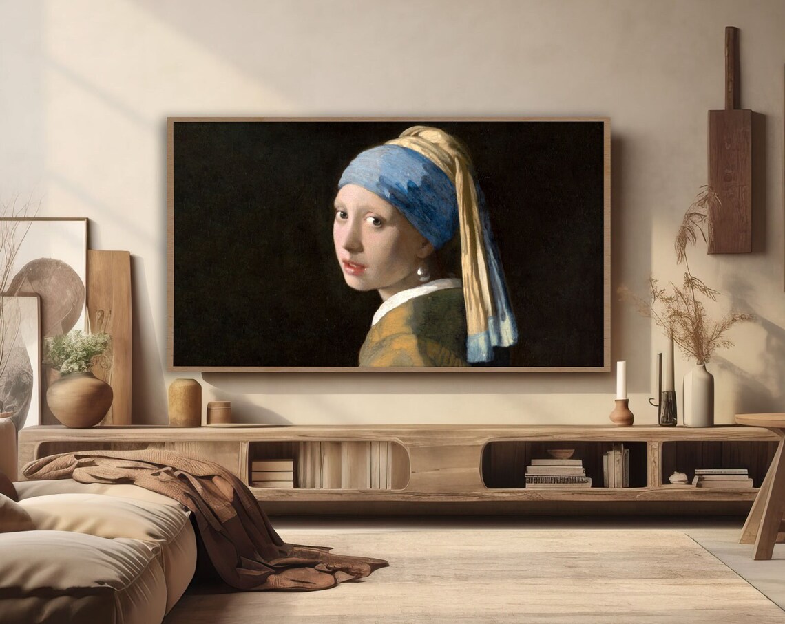 Girl with a Pearl Earring by Johannes Vermeer Classic Portrait Masterpiece Poster