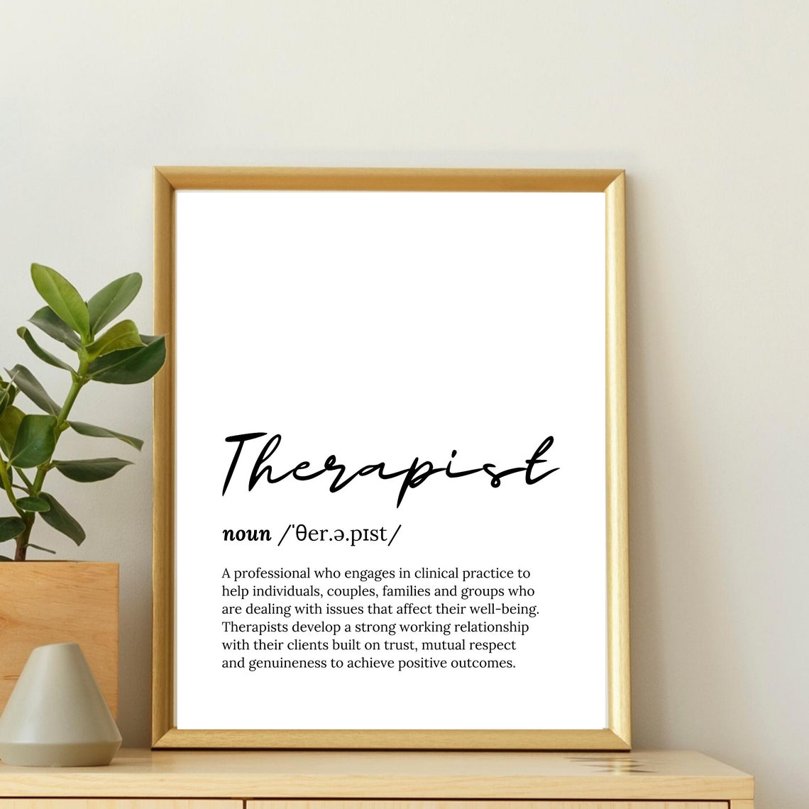 Therapist Definition Script Typography Dictionary Word Poster - Image 3
