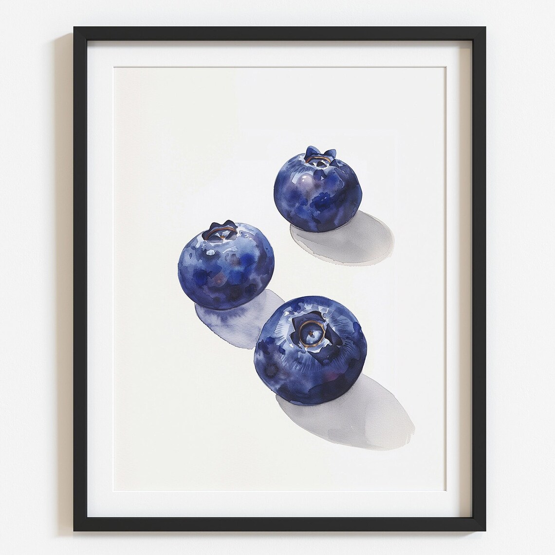 Blueberry Kitchen Wall Art, Watercolor Summer Print