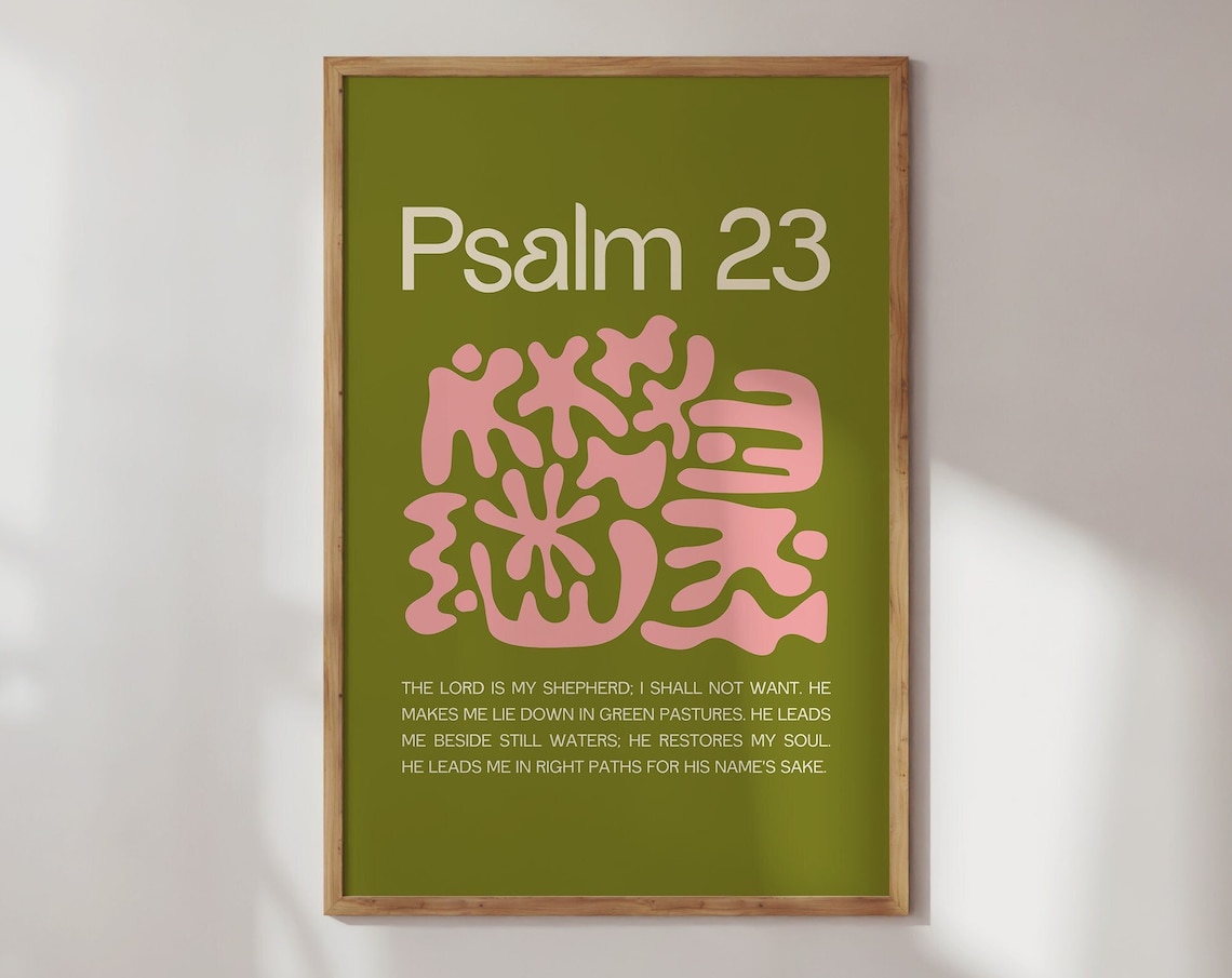 Psalm 23 The Lord Is My Shepherd Olive Pink Abstract Christian Poster
