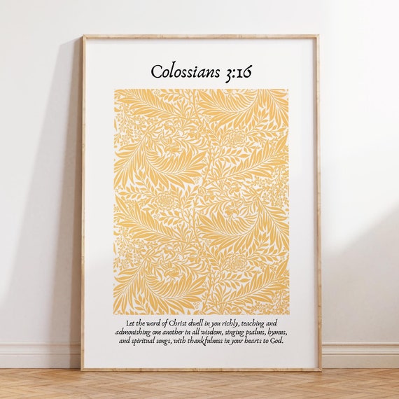 Colossians 316 Christian Wall Art Flower Market Poster Bible Verse Wall Decor Instant William Morris Apartment Housewarming Gift