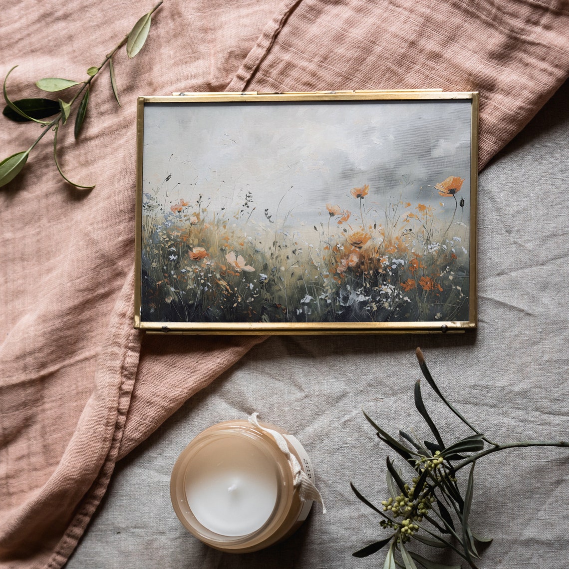 Vintage Floral Spring Print Landscape Flower Meadow Oil Painting Wildflower Field Country Farmhouse Wall Art - Image 5