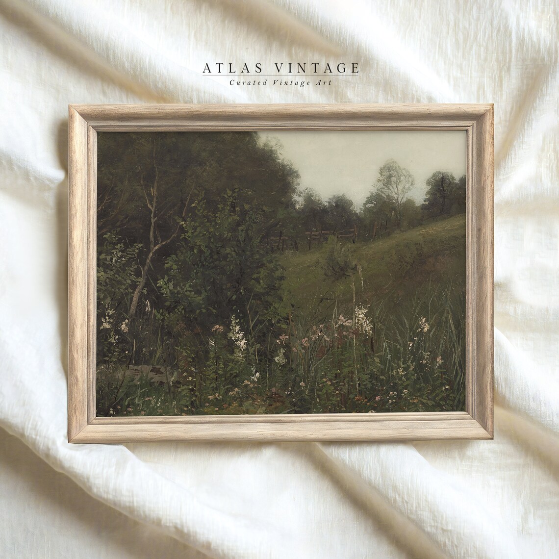Wildflower Meadow Vintage Landscape Painting Summer Farmhouse Print - Image 2