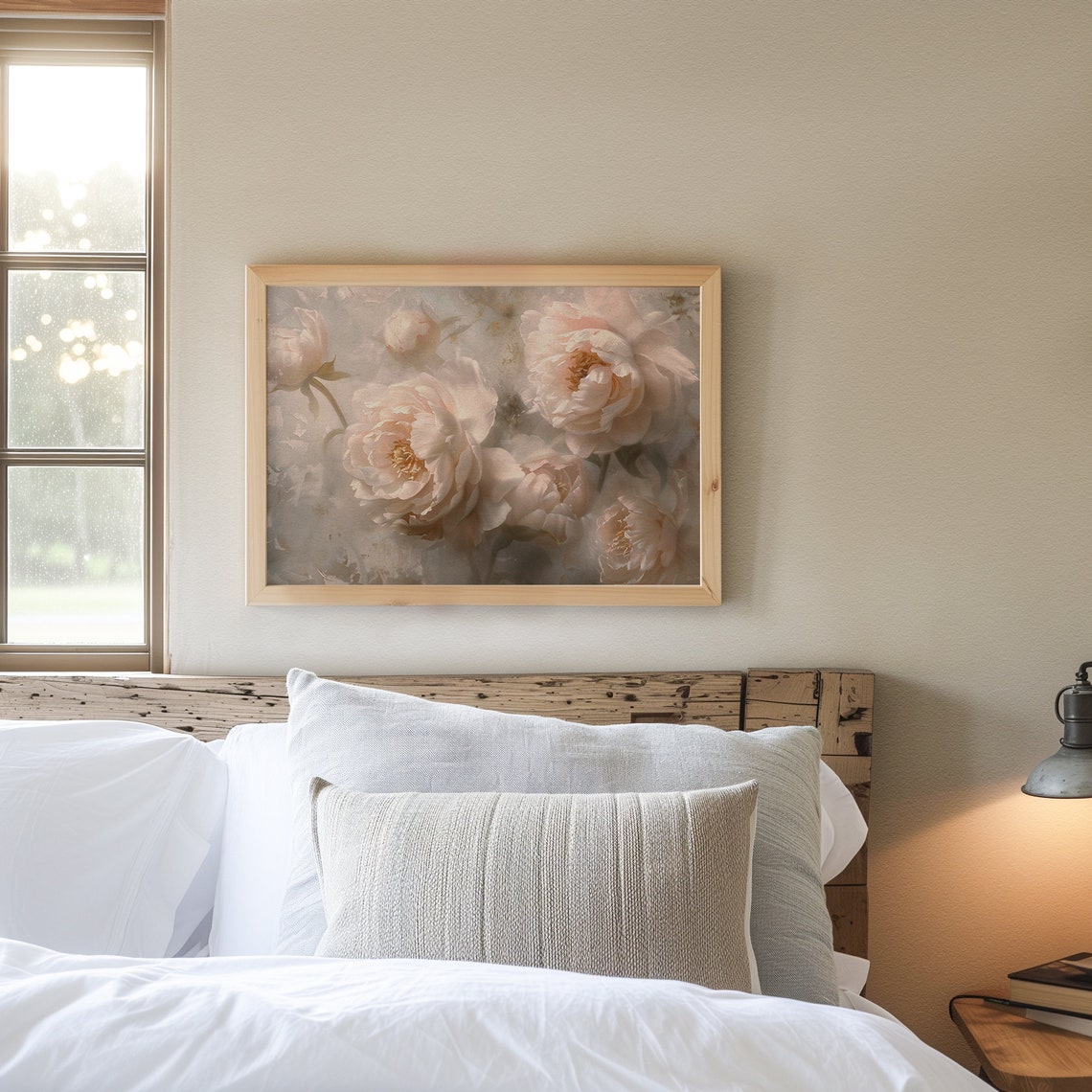 Soft Blush Pink Peony Blooms Romantic Floral Oil Painting Poster - Image 8