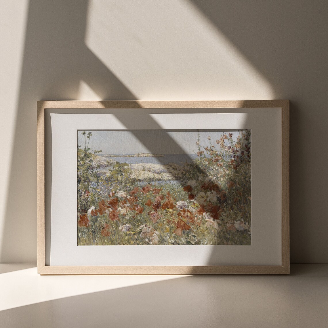 Poppy Wildflower Meadow Overlooking Sea Impressionist Vintage Summer Art Poster - Image 4