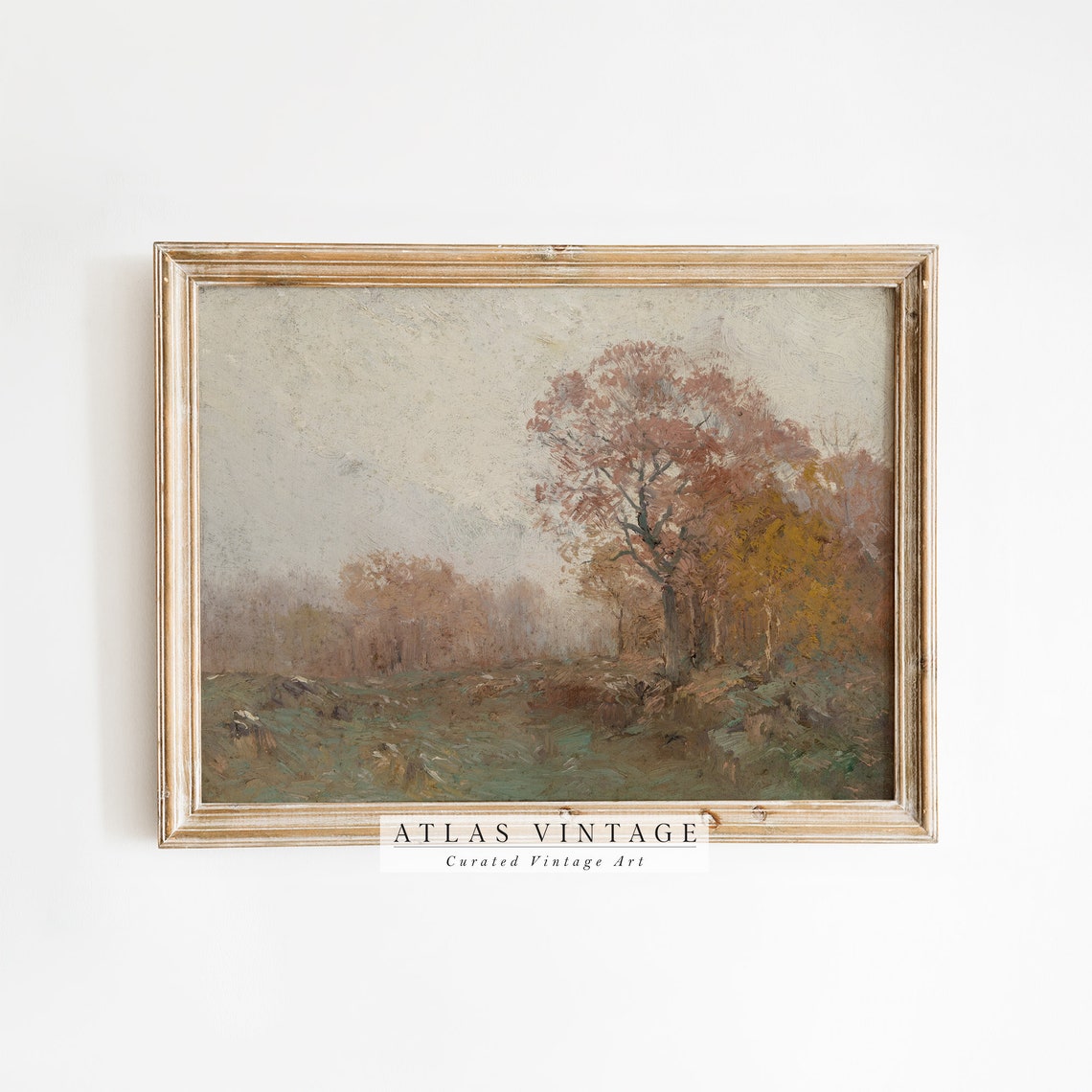 Muted Autumn Tree Vintage Oil Painting Soft Fall Landscape Poster - Image 7