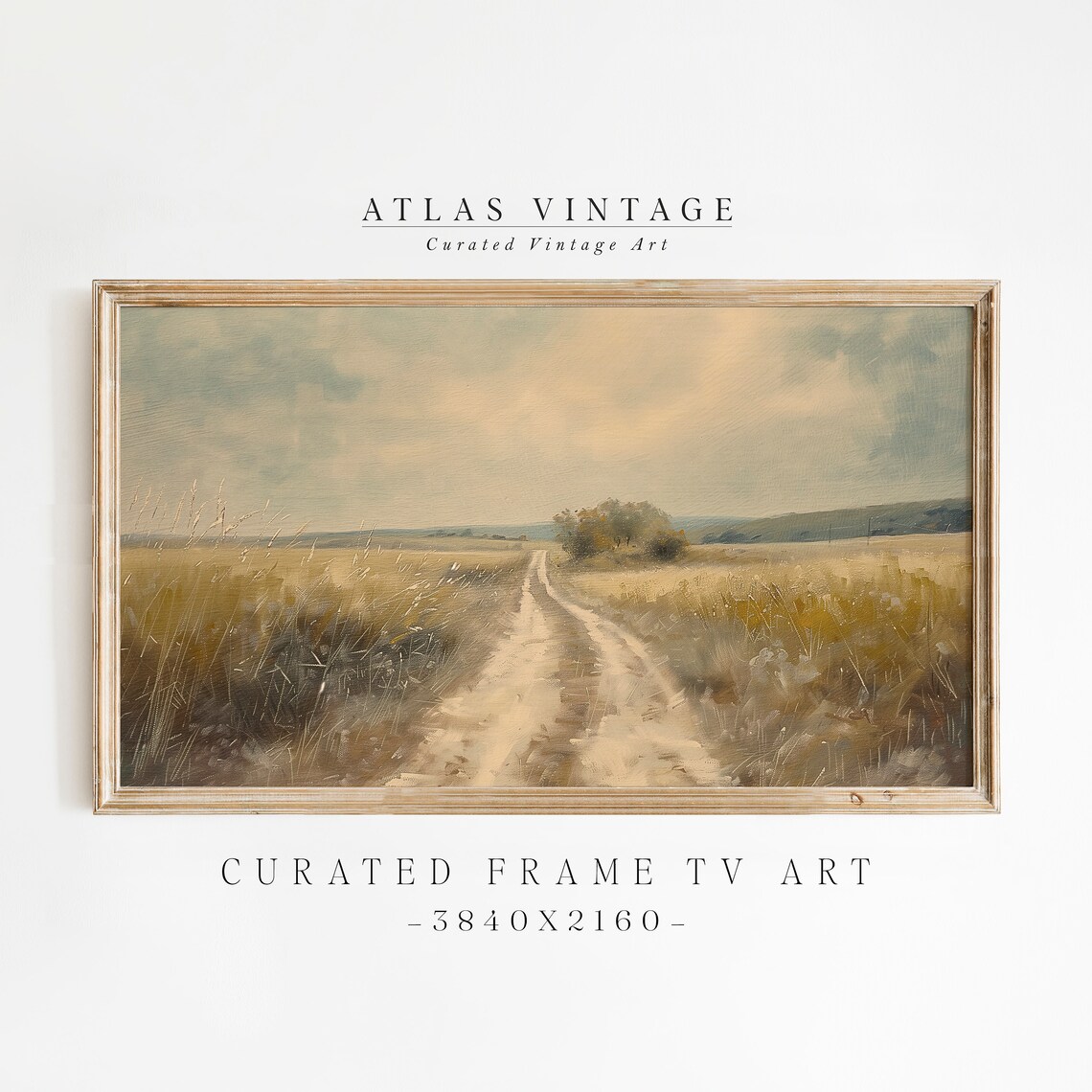 Golden Wheat Field Dirt Road Painting Country Landscape Poster
