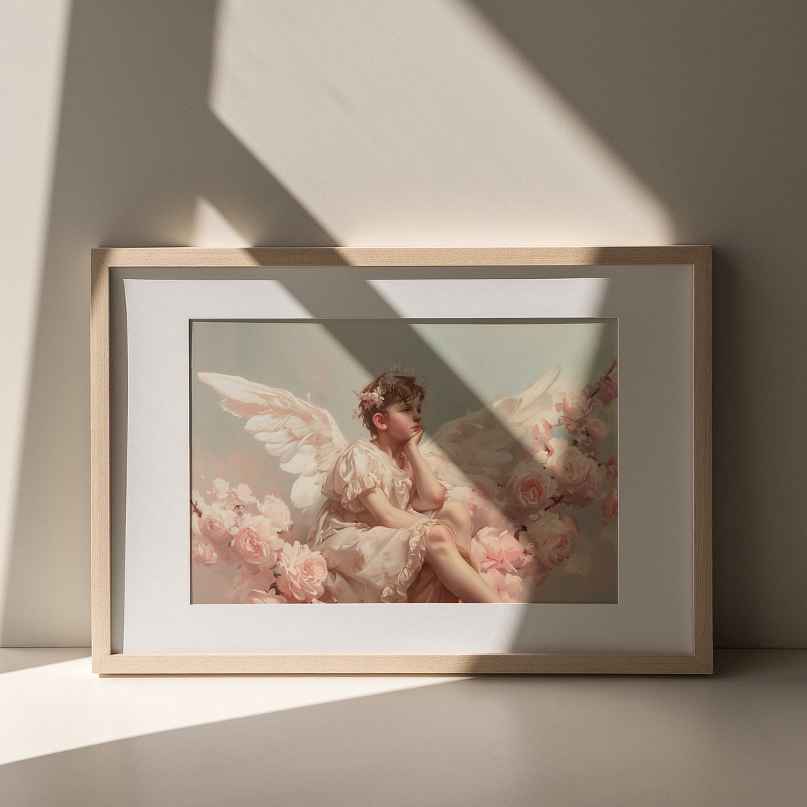 Dreamy Cupid Angel Among Pink Roses Romantic Valentine Poster - Image 7