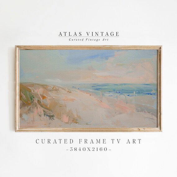 Pastel Pink Blue Beach Waves Modern Abstract Seascape Coastal Wall Poster