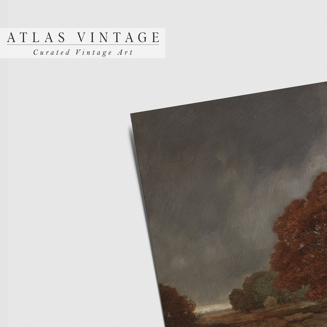 Moody Autumn Forest Path With Red Maple Dark Cloudy Sky Poster - Image 4