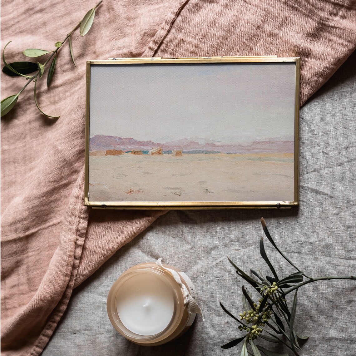 Desert Landscape with Purple Mountains Vintage Pastel Southwest Art Poster - Image 3