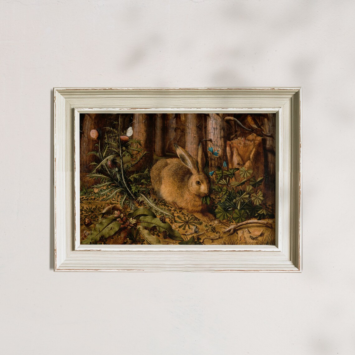 Vintage Hare in Forest Floor Detailed Wildlife Nature Poster - Image 6