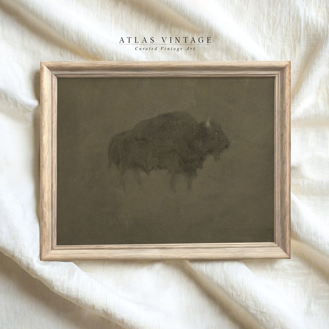 Bison Silhouette on Dark Earthy Background Minimal Animal Poster - Image 5