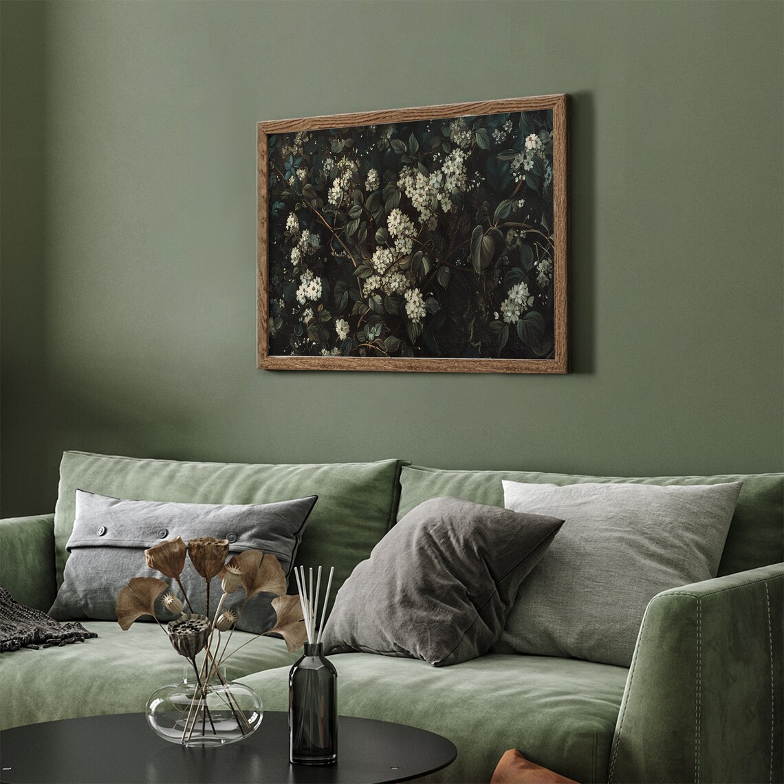 Dark Moody White Wildflowers Vintage Floral Night Garden Poster - Image 7