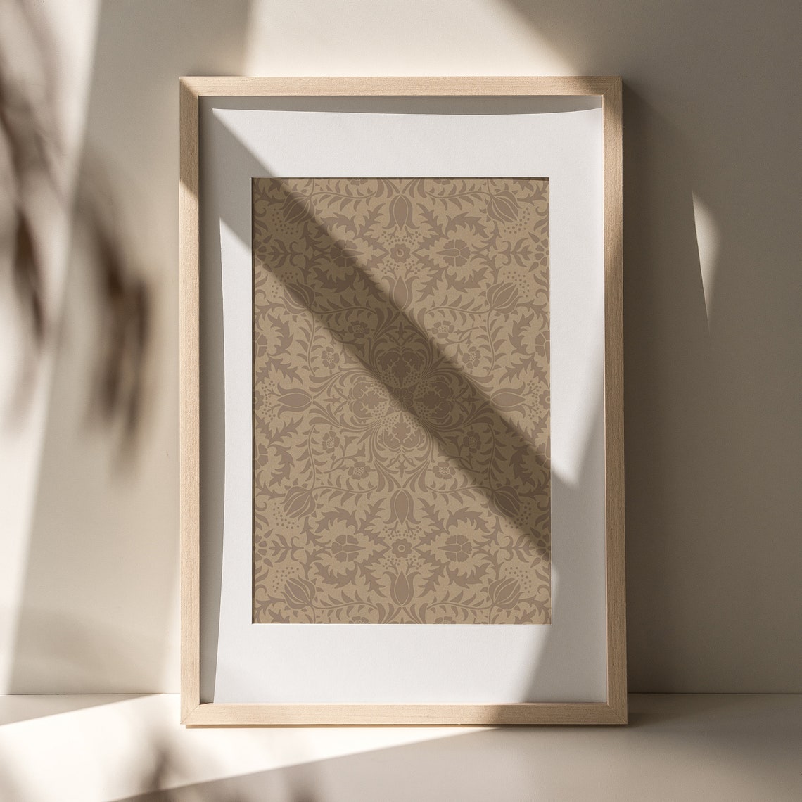Neutral Beige Damask Floral Pattern Vintage Textile Wall Decor Poster - Image 5