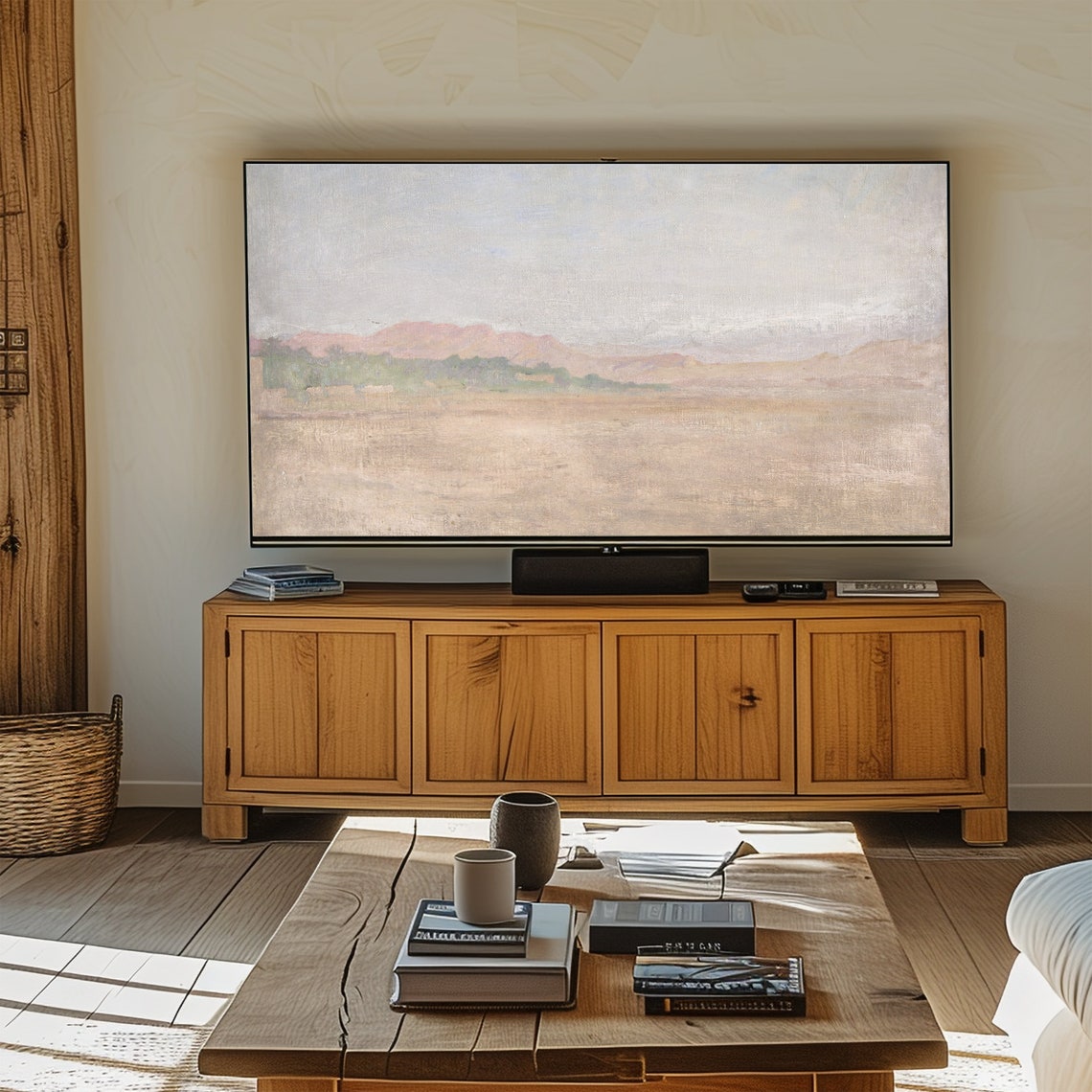 Desert Mountain Landscape Muted Neutral Tones Frame TV Art Print - Image 6