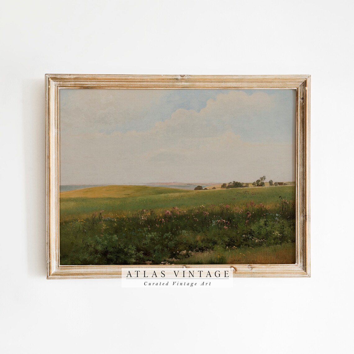 Spring Wildflower Meadow Rolling Hills Vintage Pastoral Landscape Poster