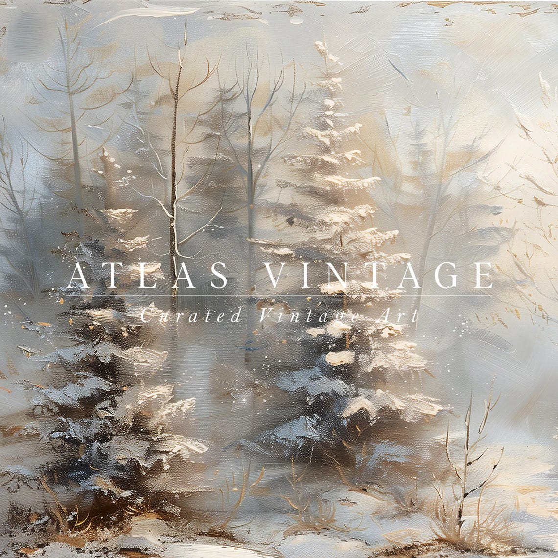 Snowy Pines in Soft Winter Light Vintage Forest Frame TV Art Poster - Image 7