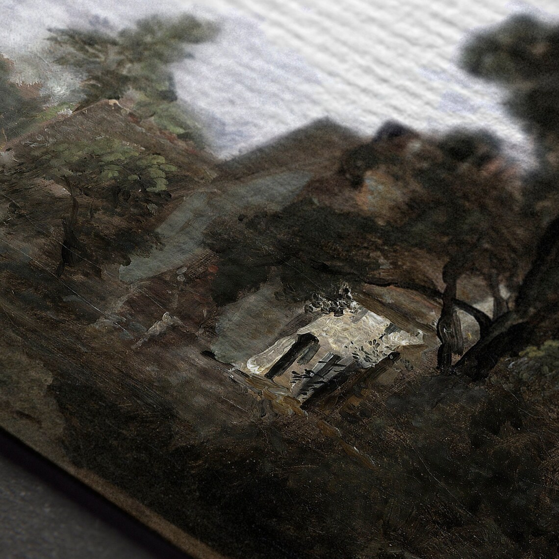 Cottage in the Trees Vintage Summer Landscape Painting Cottagecore Print - Image 5