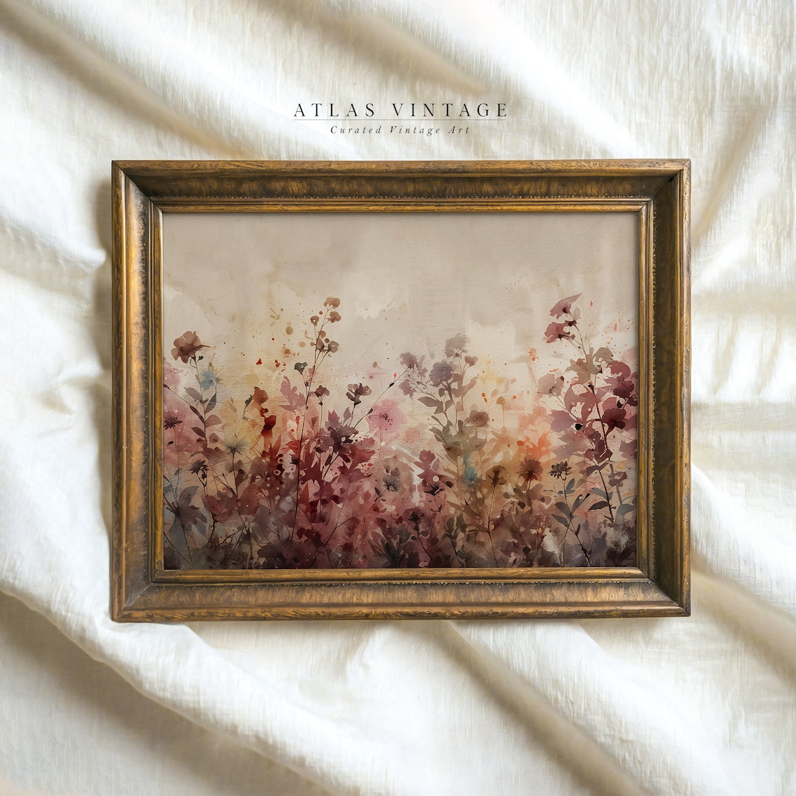Purple Wildflower Meadow Watercolor Soft Autumn Floral Poster